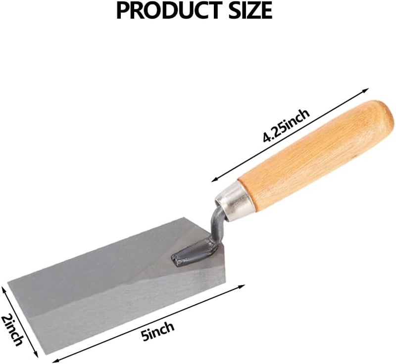 LSGZJZY Masonry steel Margin Trowel, 5 x 2 Inches, High-Hardness Steel Blade, Ergonomic Wood Handle (Wood Handle) - Image 2